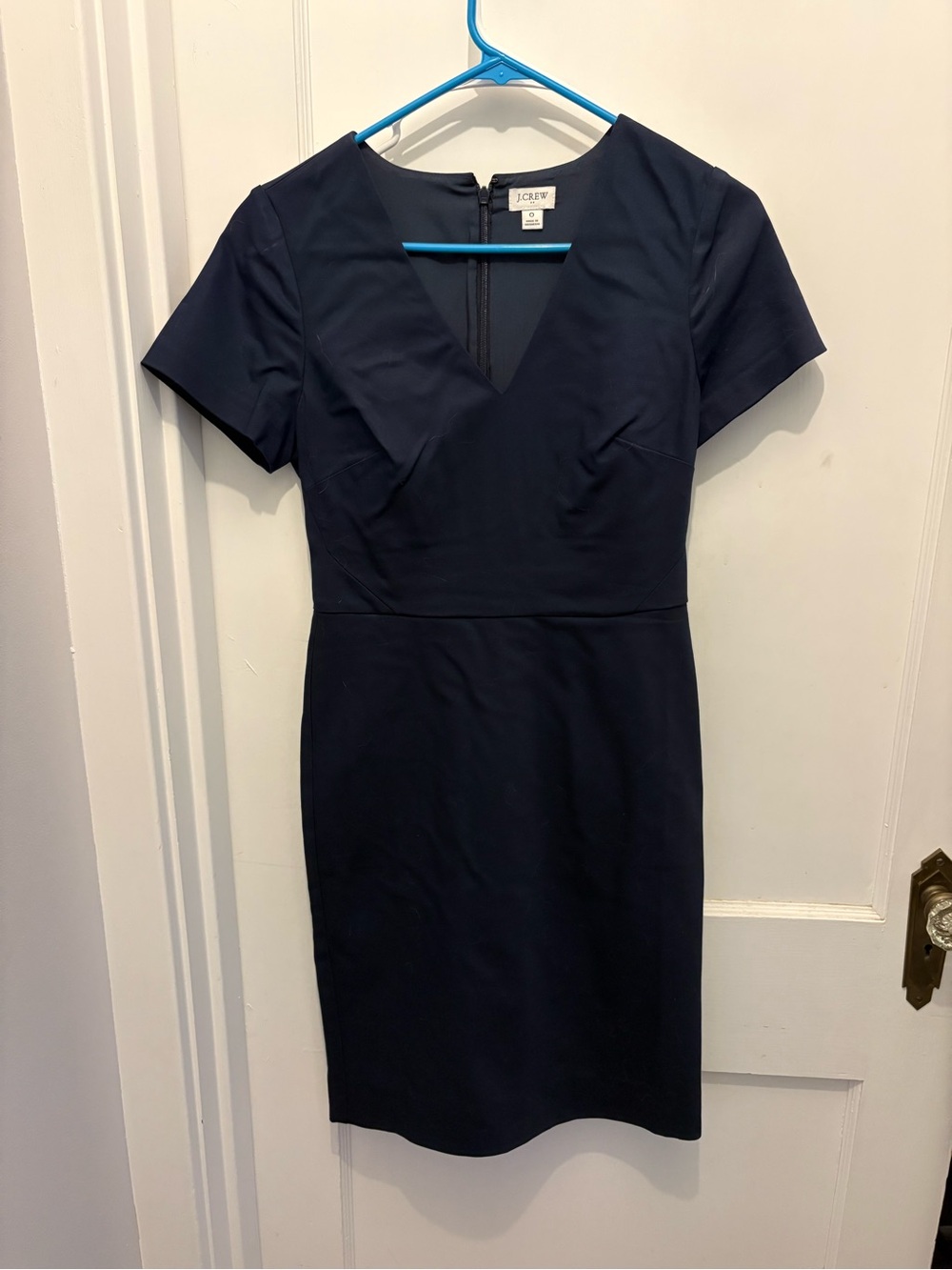 J. Crew Navy V-Neck Short Sleeve Sheath Dress